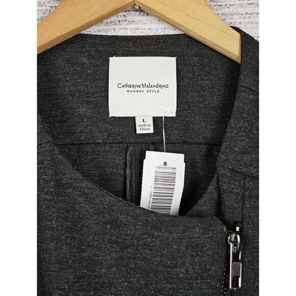 Catherine Malandrino Runway Style Moto Style Biker Jacket Grey Size Large - Picture 4 of 5